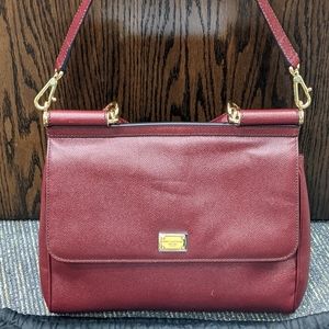 Dolce and Gabbana Medium Dauphine Leather Sicily Bag (Burgundy/Purple)